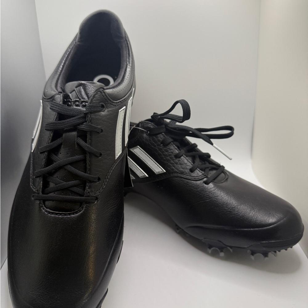 Adidas Black and White Golf Shoes with Lace-Up Design